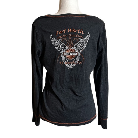 Harley Davidson Fort Worth Texas Long Sleeve Womens Top - Picture 3 of 7